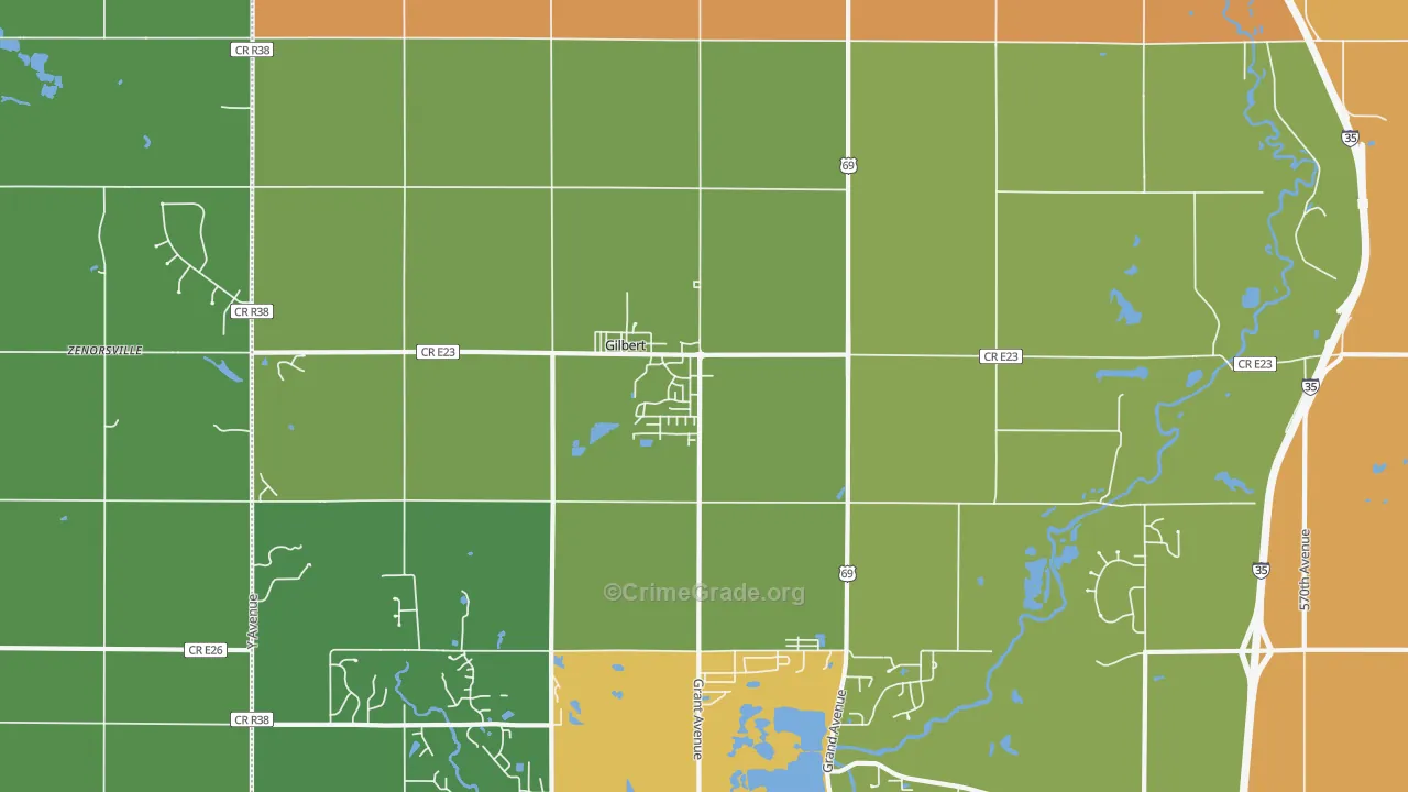 Gilbert, IA Map of Robbery Rates