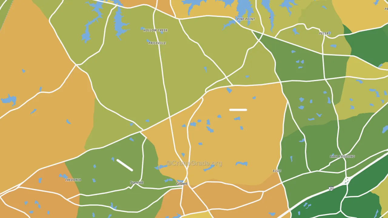 Gilbert, SC Map of Robbery Rates