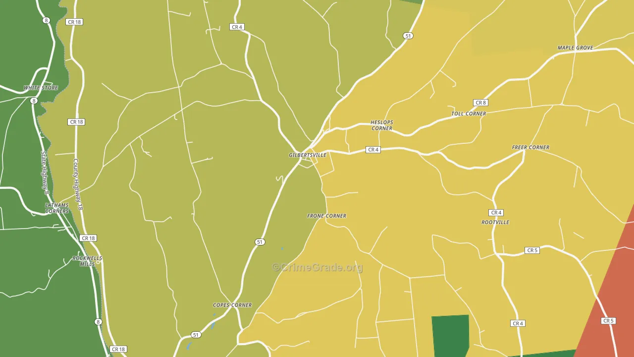 Gilbertsville, NY Map of Robbery Rates