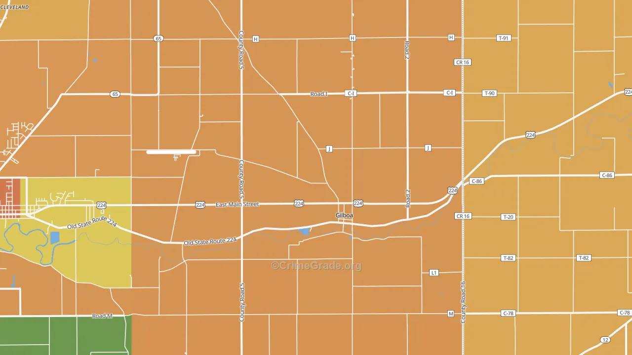 Gilboa, OH Map of Robbery Rates