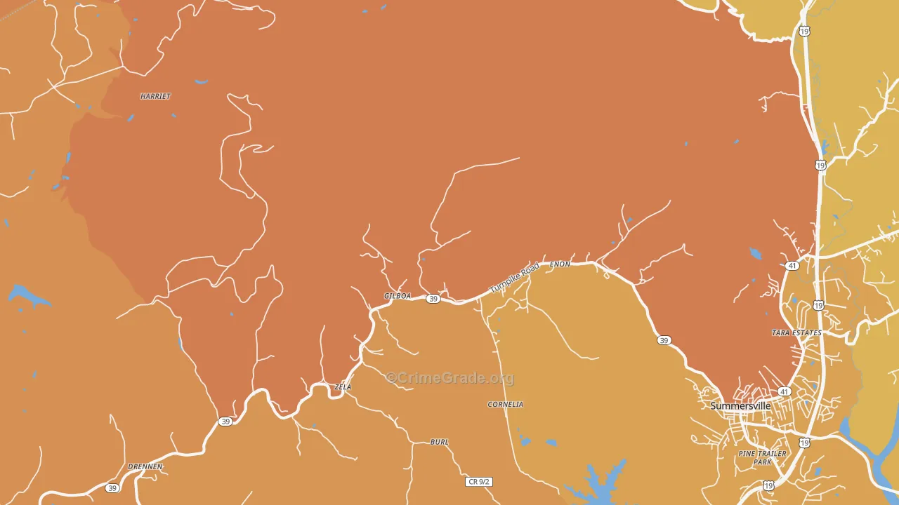 Gilboa, WV Map of Robbery Rates