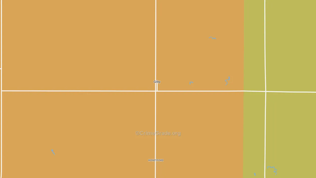 Gilby, ND Map of Robbery Rates