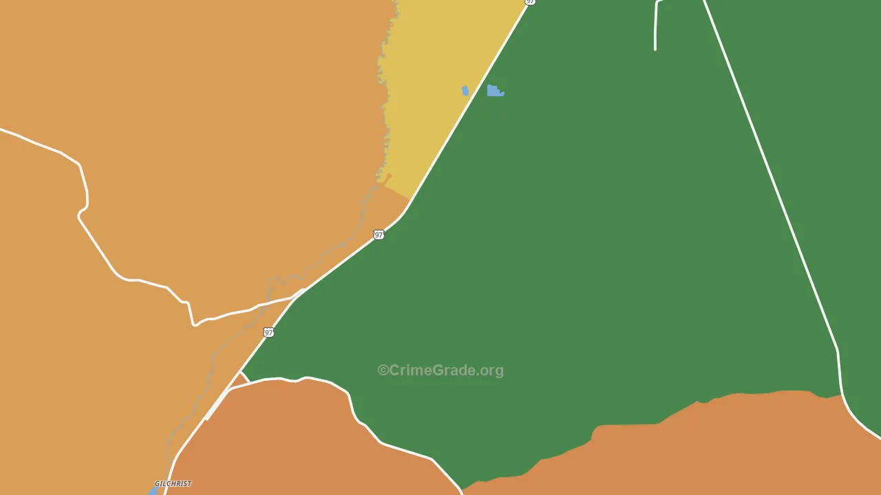 Gilchrist, OR Map of Robbery Rates