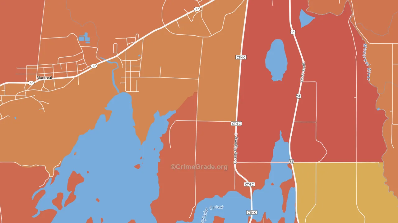 Gile, WI Map of Robbery Rates