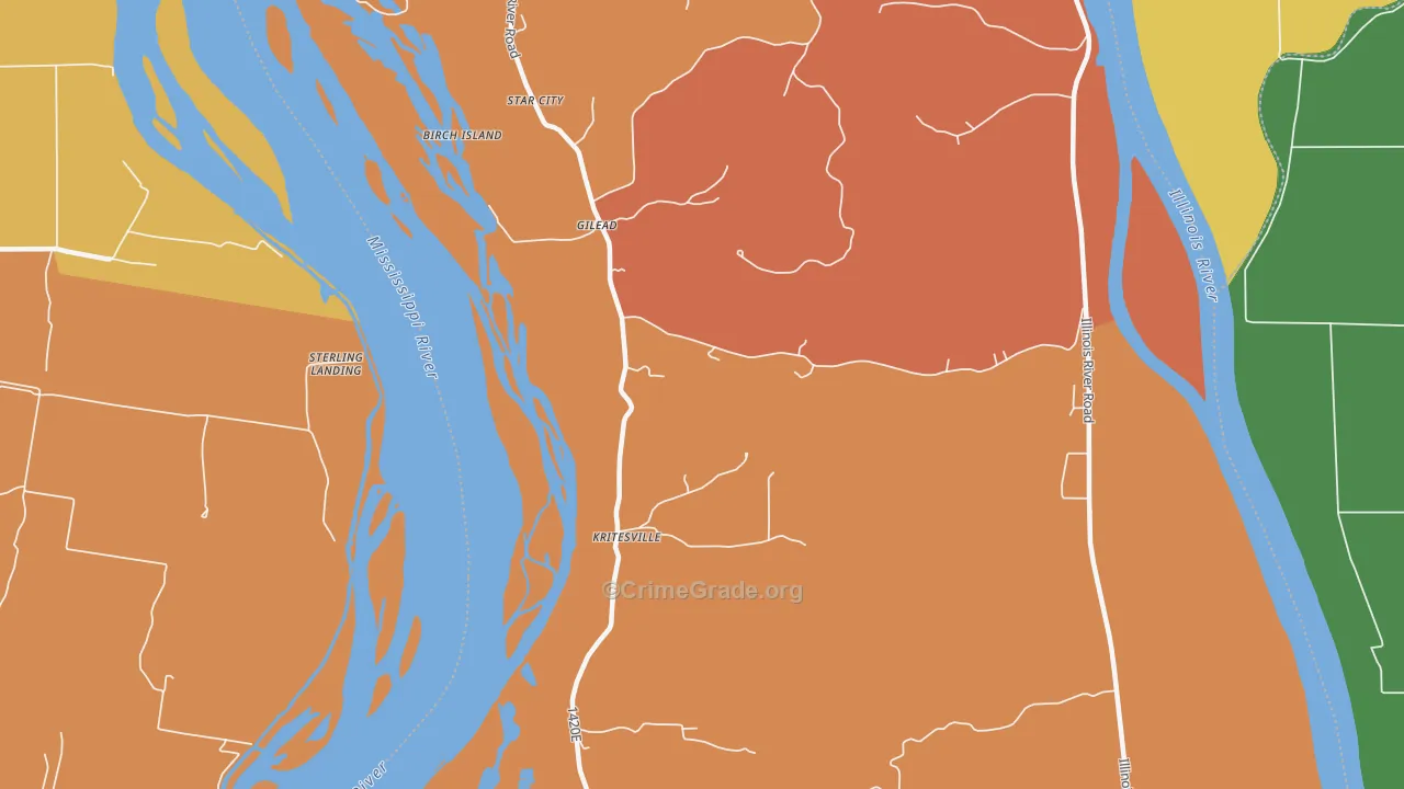 Gilead, IL Map of Robbery Rates