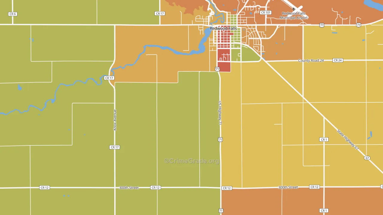 Gilfillan, MN Map of Robbery Rates