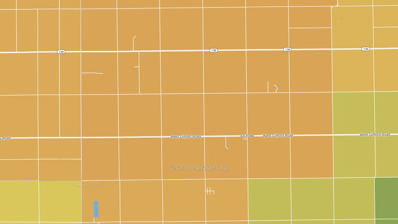 Gilford, MI Map of Robbery Rates