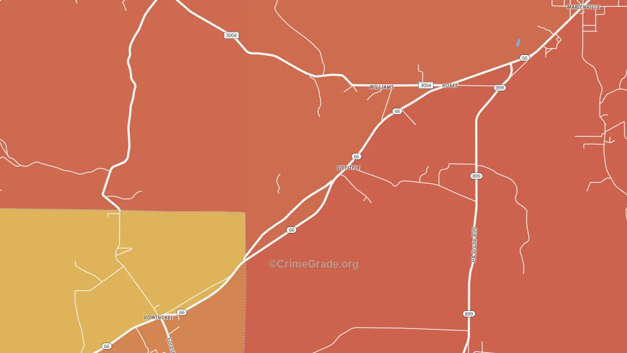 Gilfoyl, PA Map of Robbery Rates