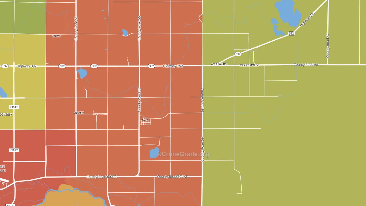 Gill, CO Map of Robbery Rates