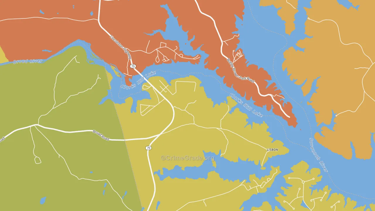Gill, GA Map of Robbery Rates