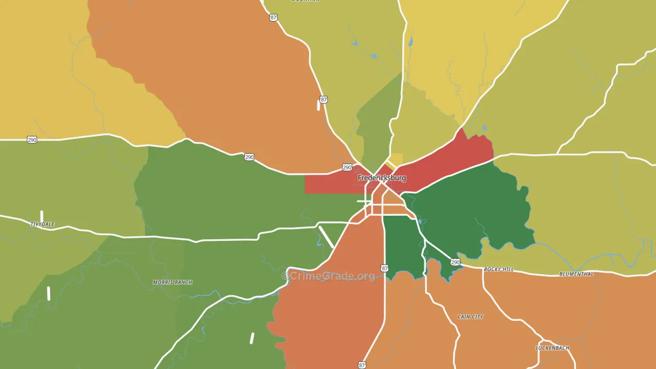 Gillespie County, TX Map of Robbery Rates