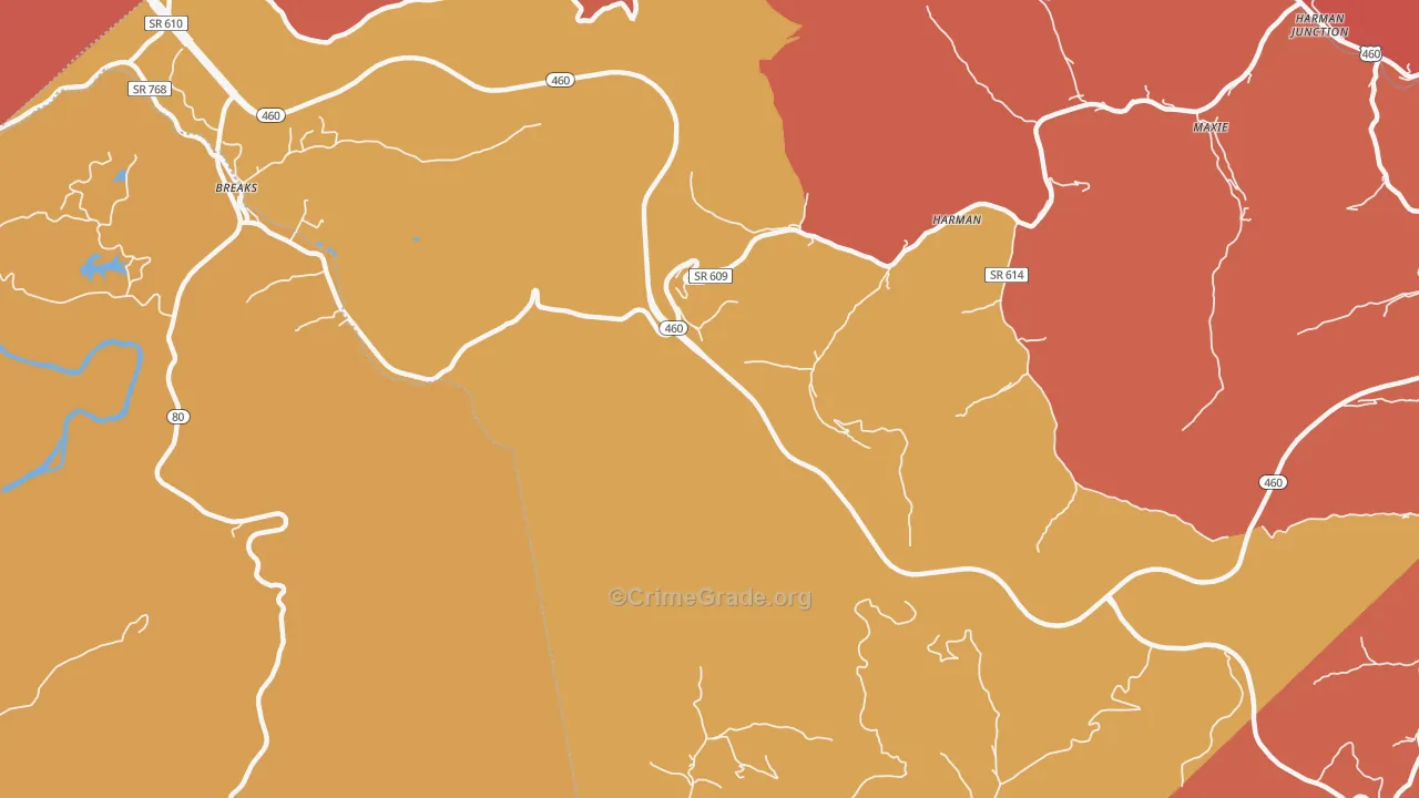 Gillespie, VA Map of Robbery Rates