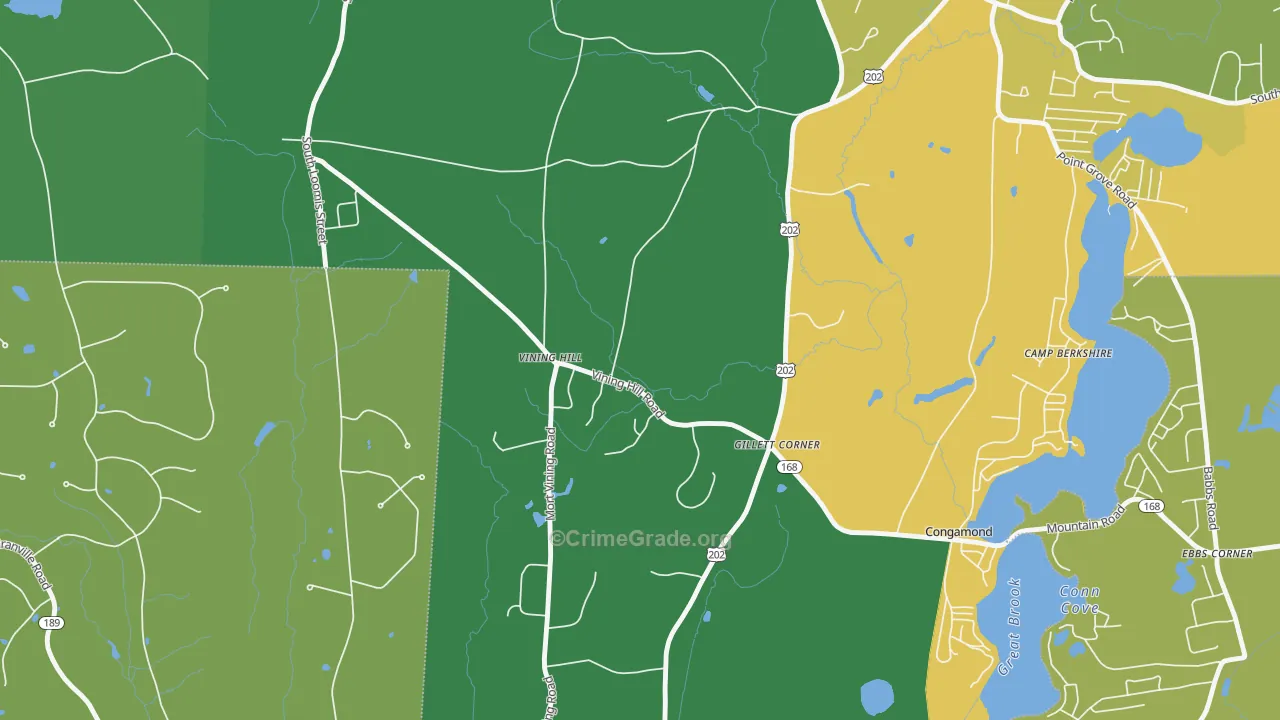 Gillett Corner, MA Map of Robbery Rates