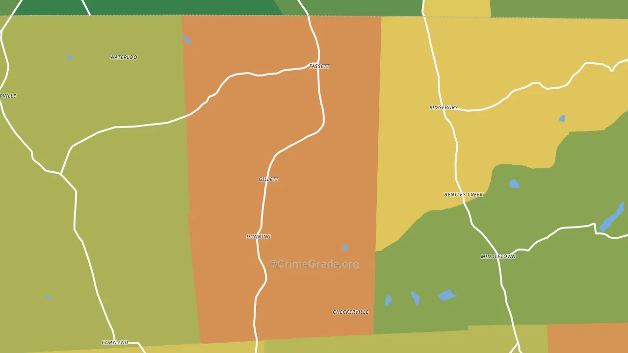 Gillett, PA Map of Robbery Rates