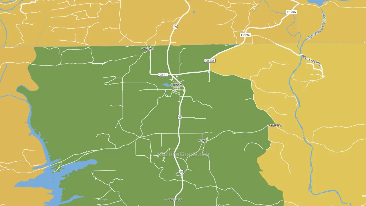 Gillham, AR Map of Robbery Rates