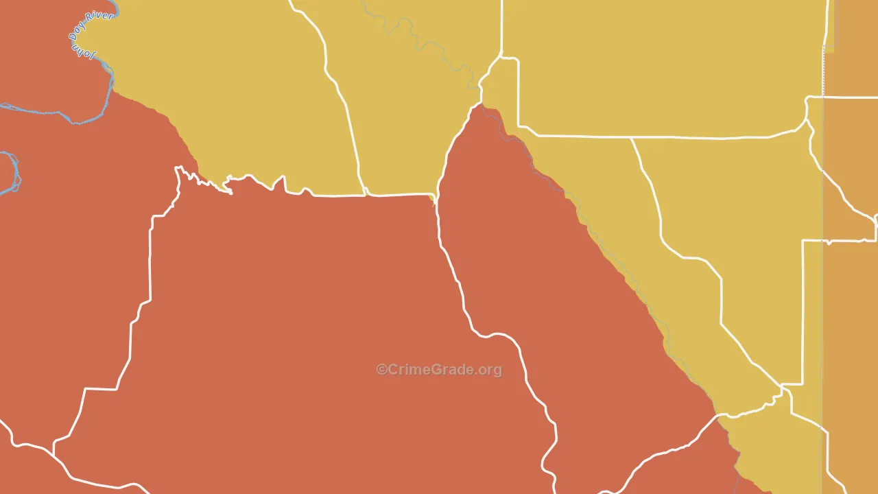 Gilliam County, OR Map of Robbery Rates