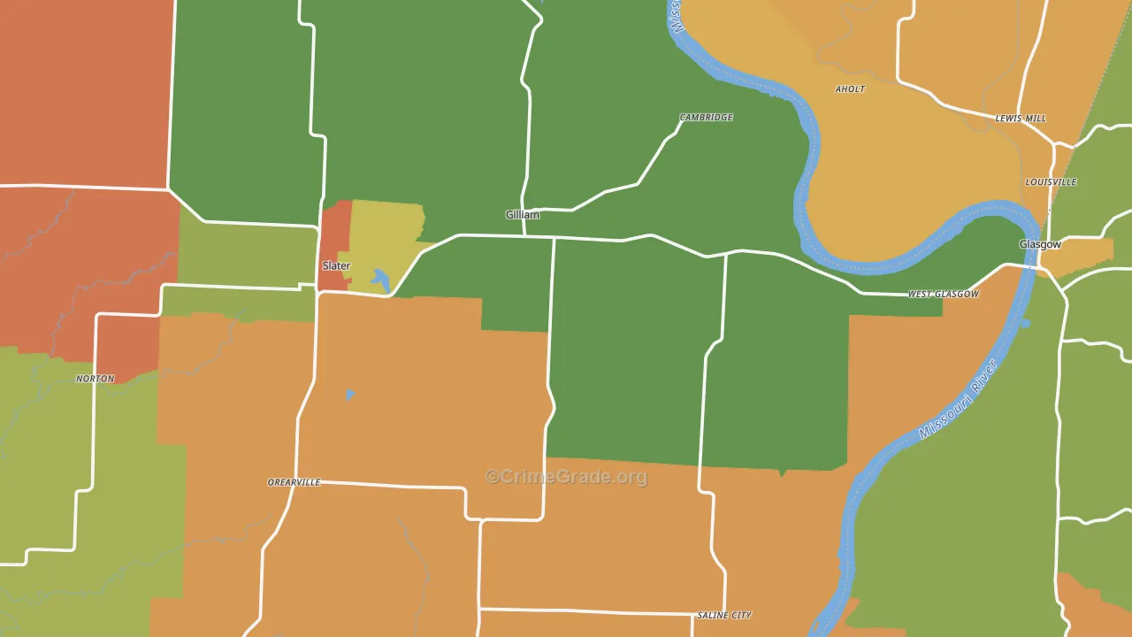 Gilliam, MO Map of Robbery Rates