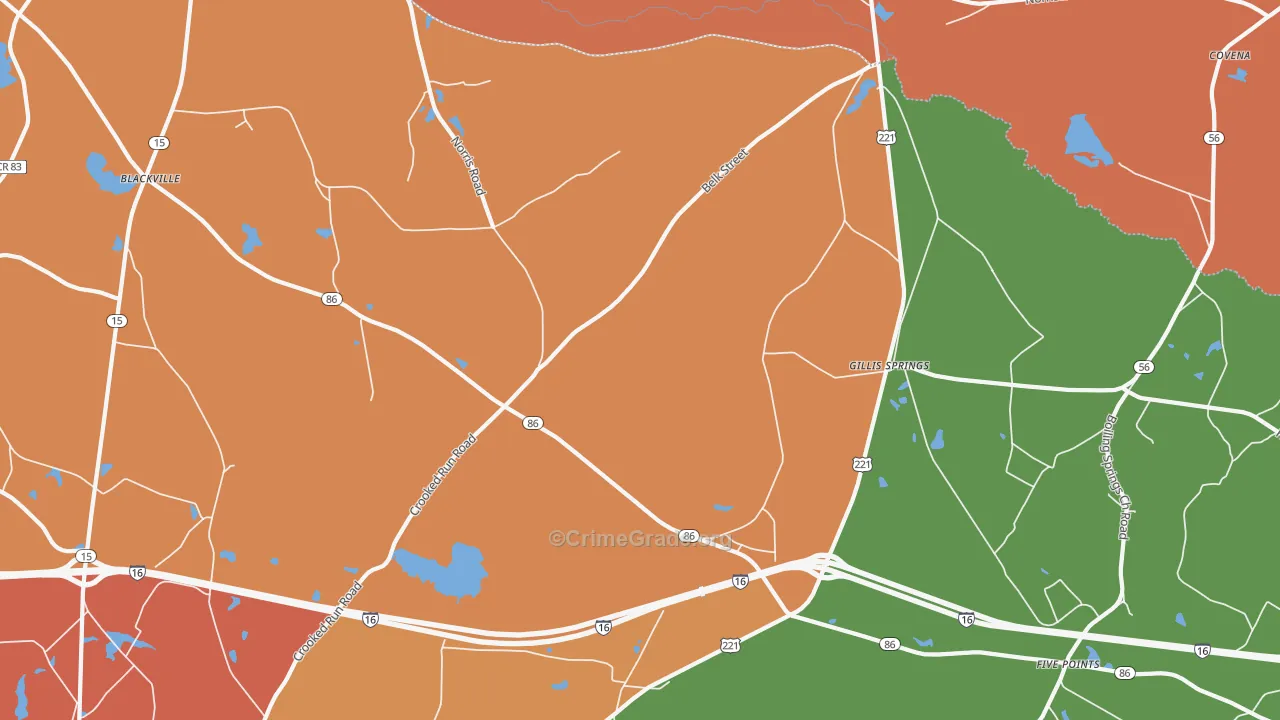 Gillis Springs, GA Map of Robbery Rates