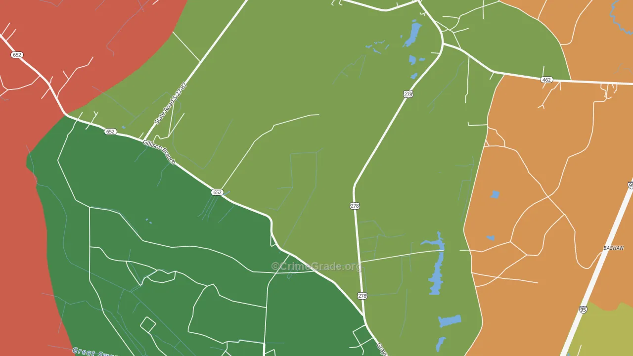 Gillisonville, SC Map of Robbery Rates