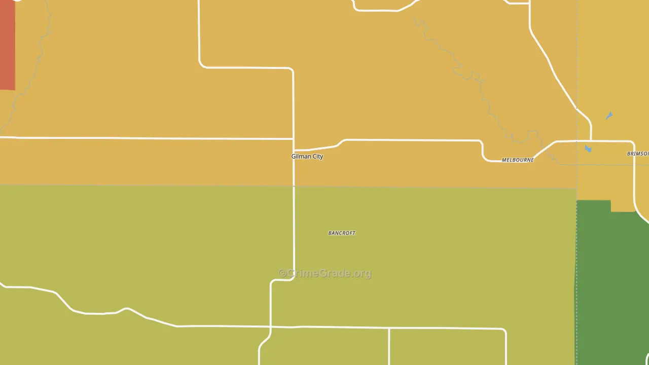 Gilman City, MO Map of Robbery Rates