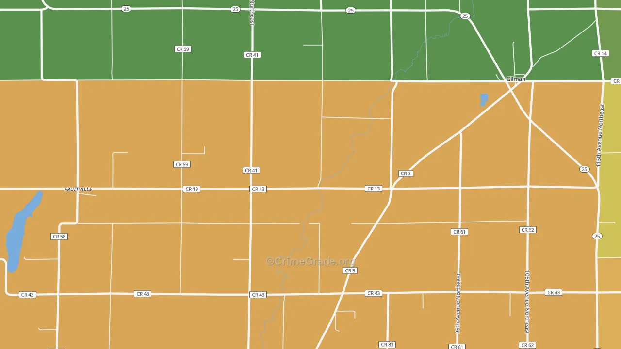 Gilman, MN Map of Robbery Rates