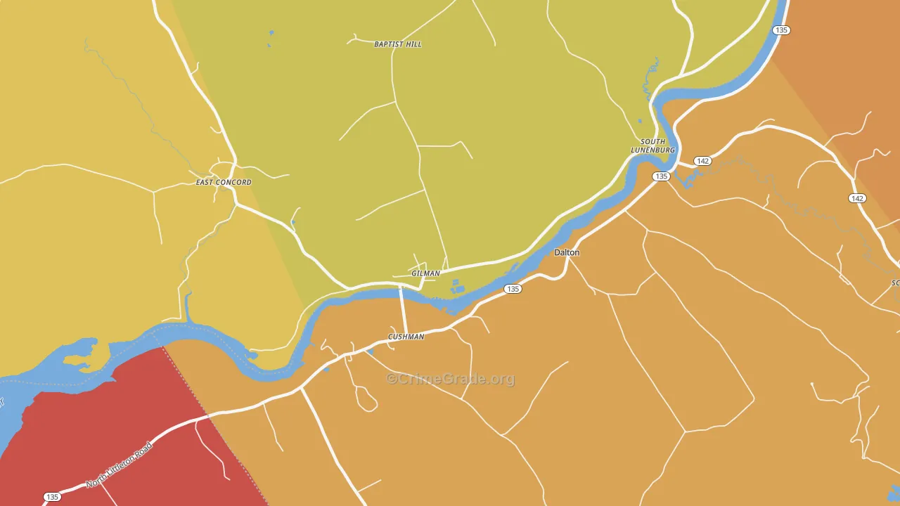 Gilman, VT Map of Robbery Rates