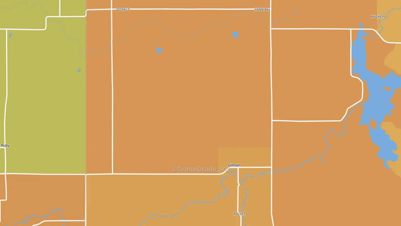 Gilman, WI Map of Robbery Rates