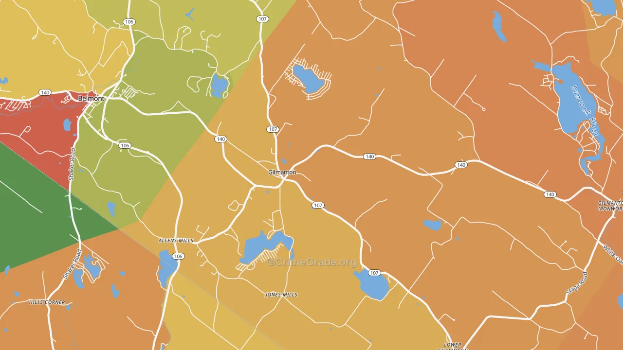 Gilmanton, NH Map of Robbery Rates