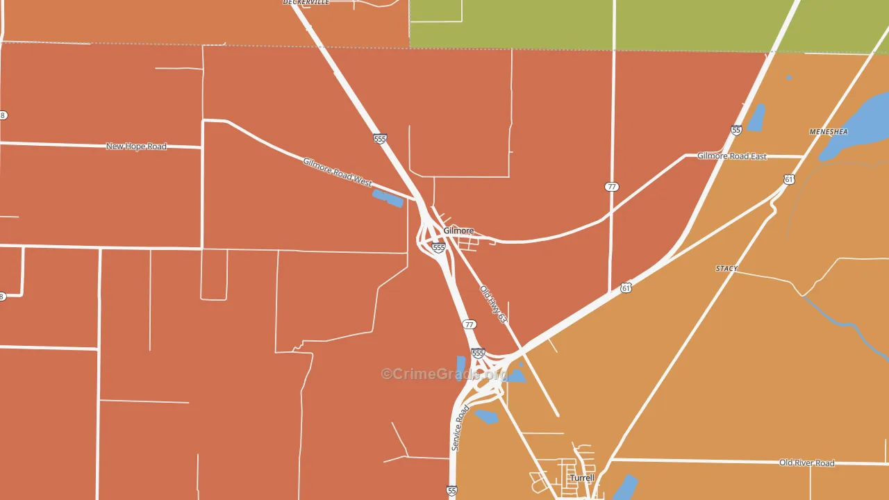Gilmore, AR Map of Robbery Rates