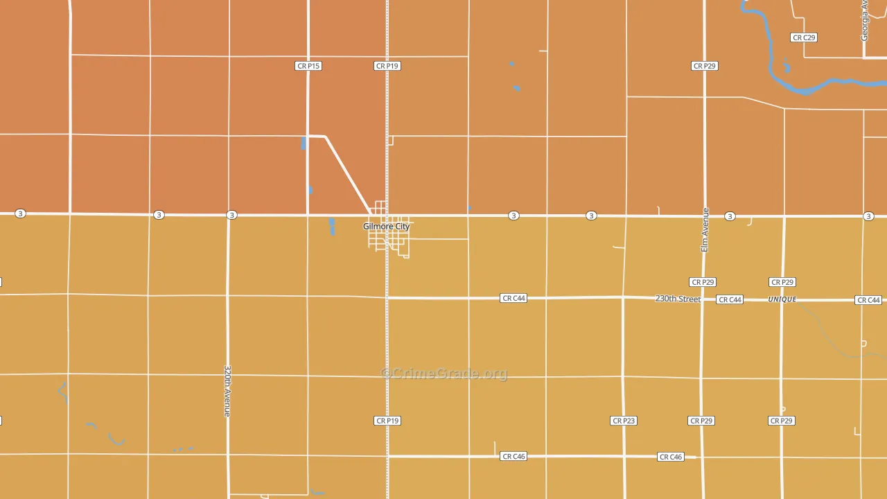 Gilmore City, IA Map of Robbery Rates