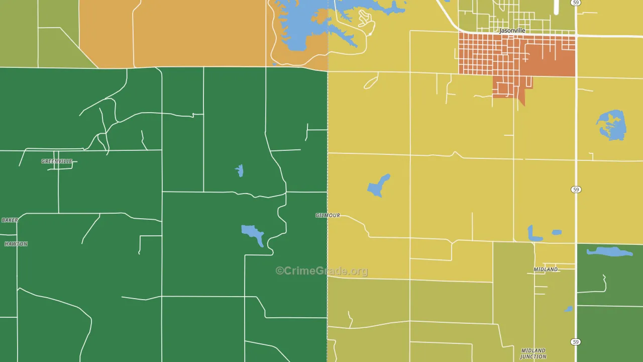 Gilmour, IN Map of Robbery Rates