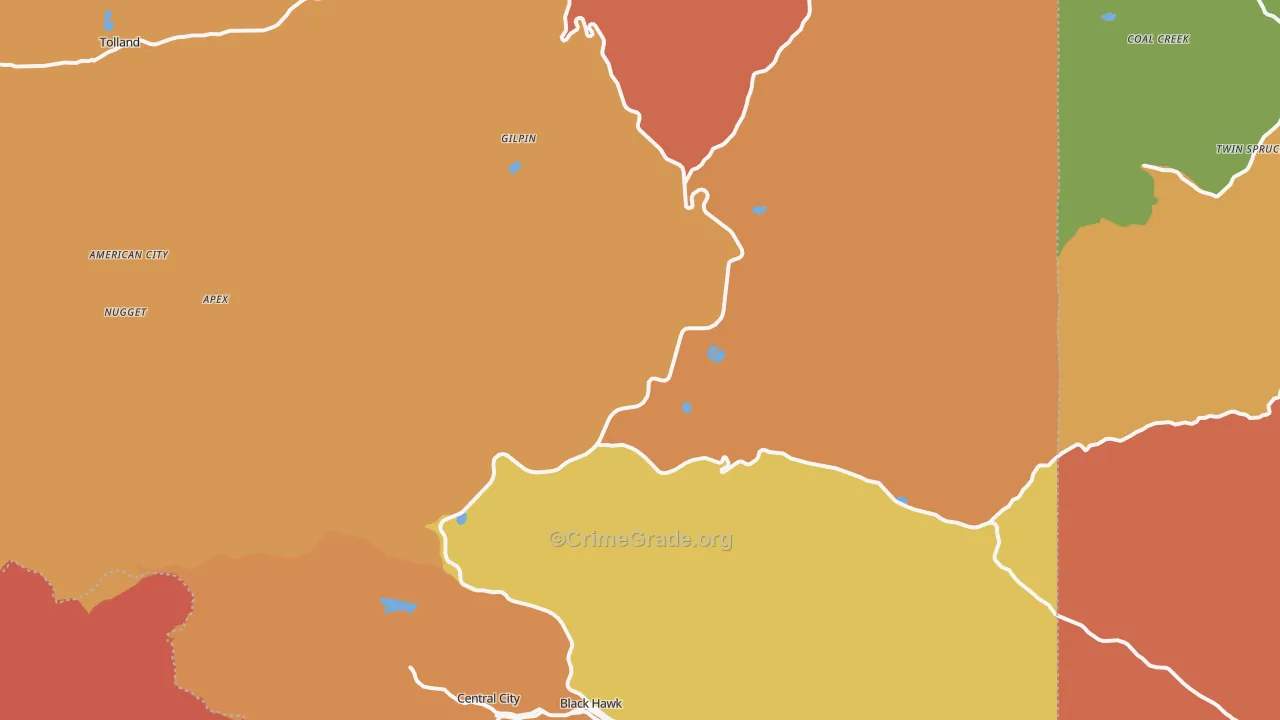Gilpin County, CO Map of Robbery Rates