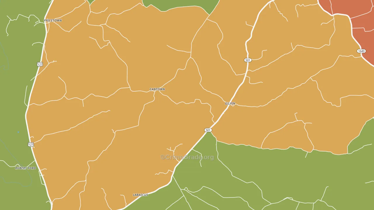 Gilpin, KY Map of Robbery Rates