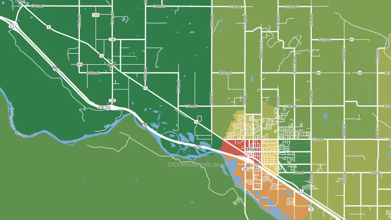 Gilsonite, CO Map of Robbery Rates