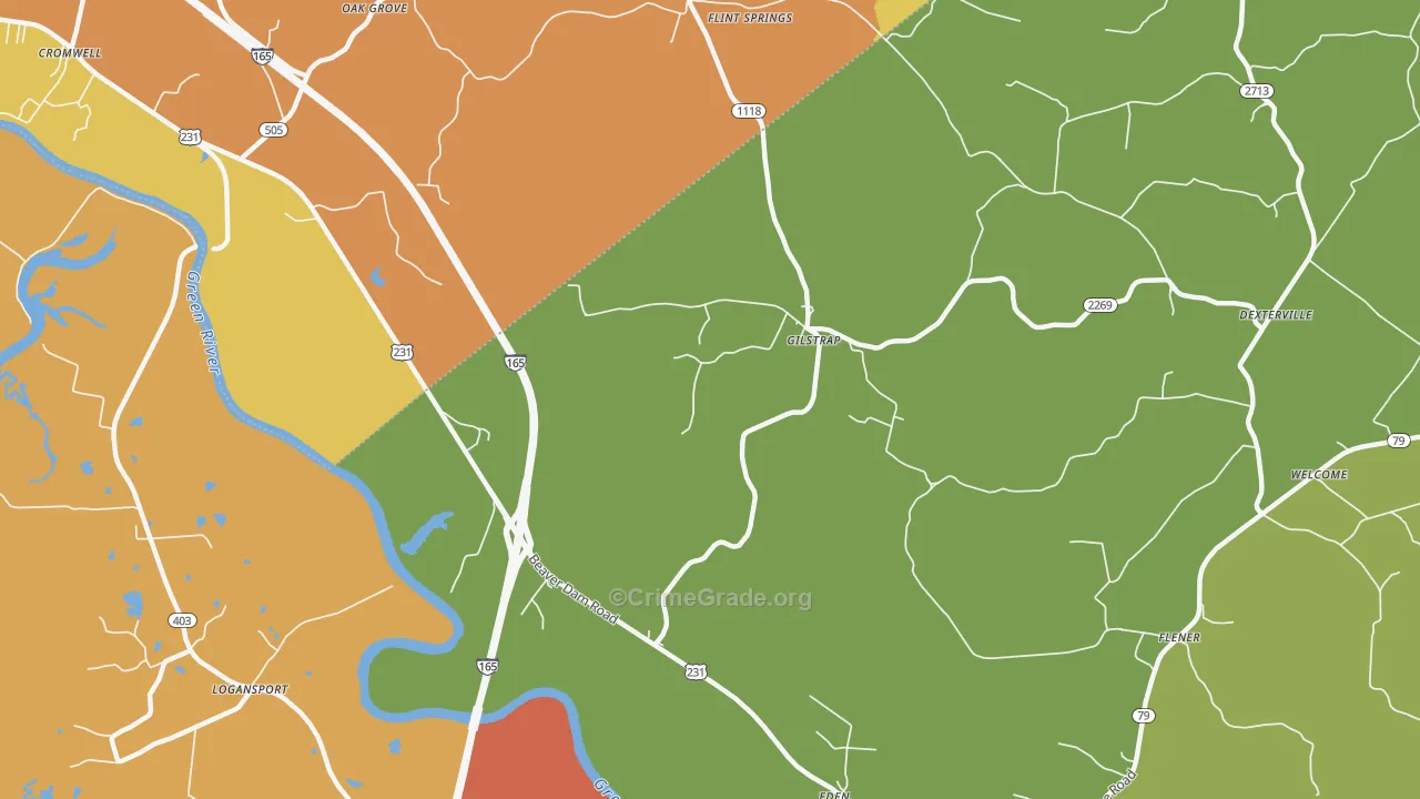 Gilstrap, KY Map of Robbery Rates