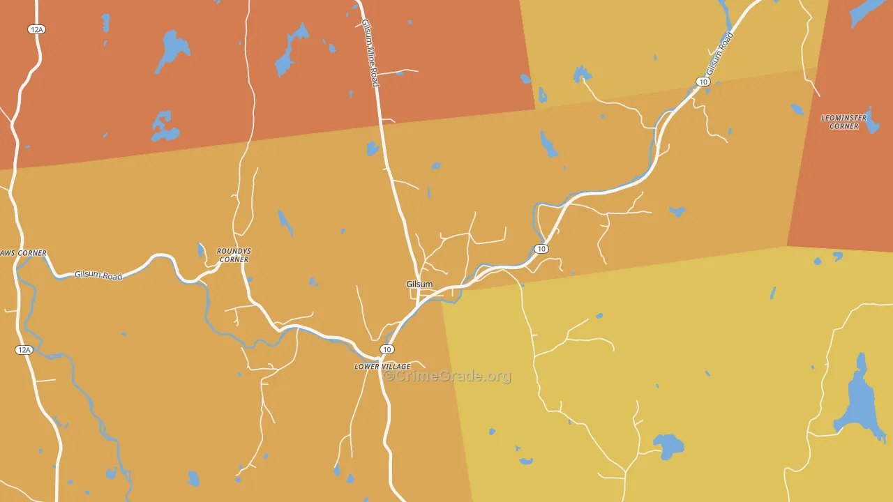 Gilsum, NH Map of Robbery Rates