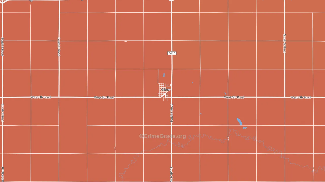 Giltner, NE Map of Robbery Rates
