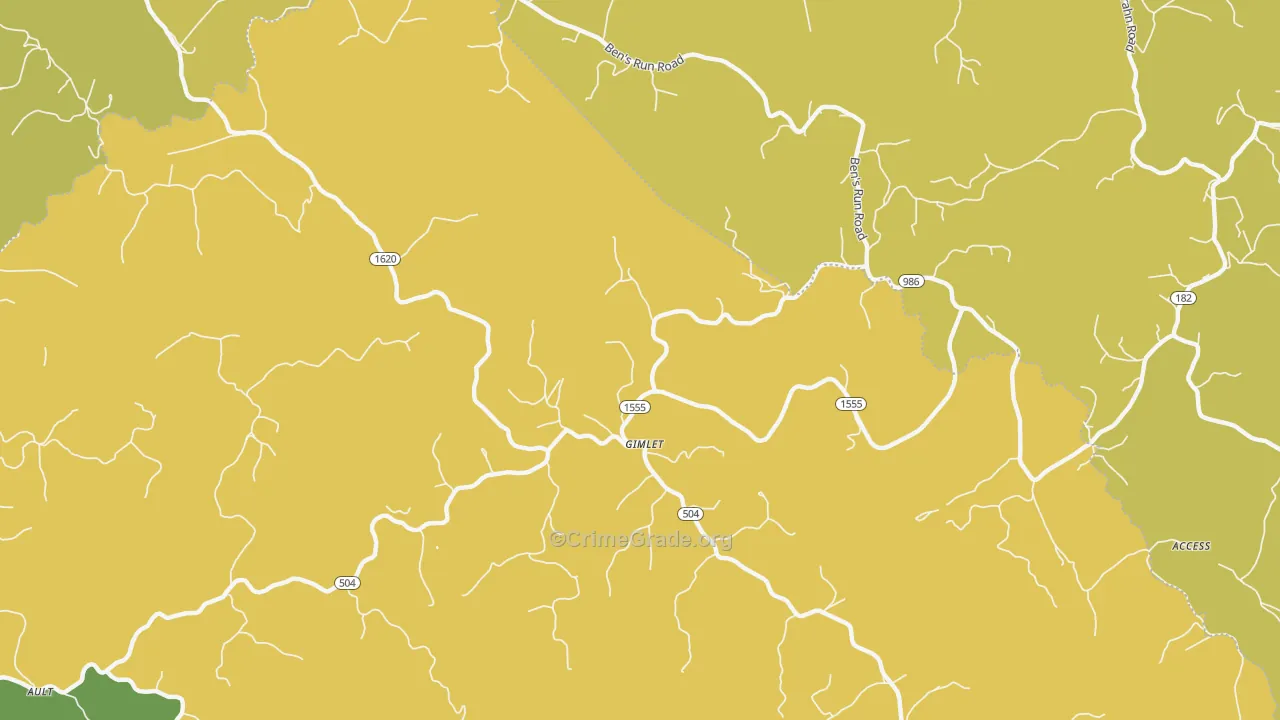 Gimlet, KY Map of Robbery Rates