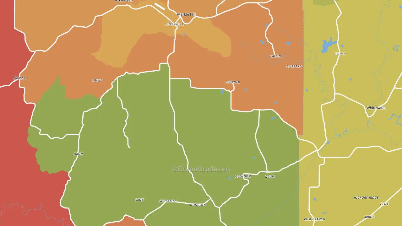 Gipsy, MO Map of Robbery Rates