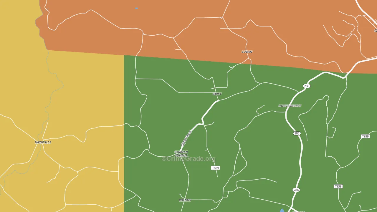Gipsy, PA Map of Robbery Rates