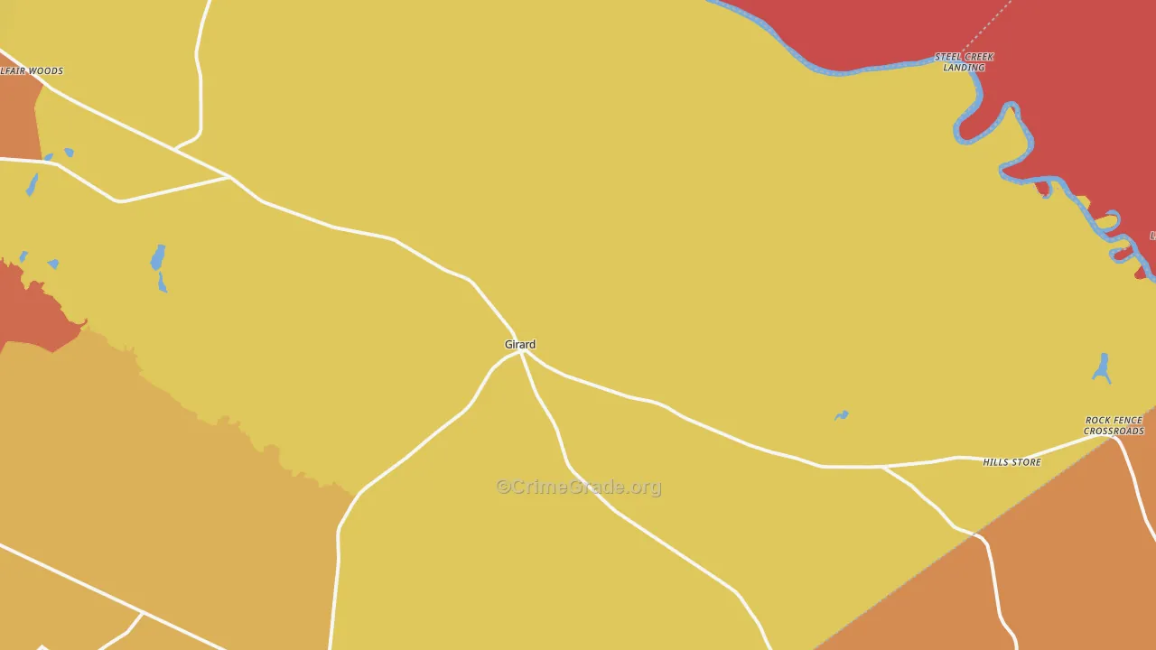 Girard, GA Map of Robbery Rates