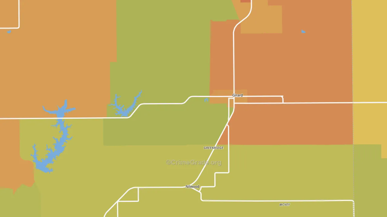 Girard, IL Map of Robbery Rates