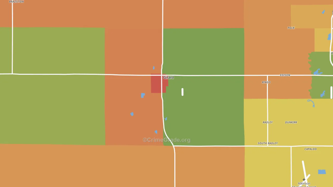 Girard, KS Map of Robbery Rates