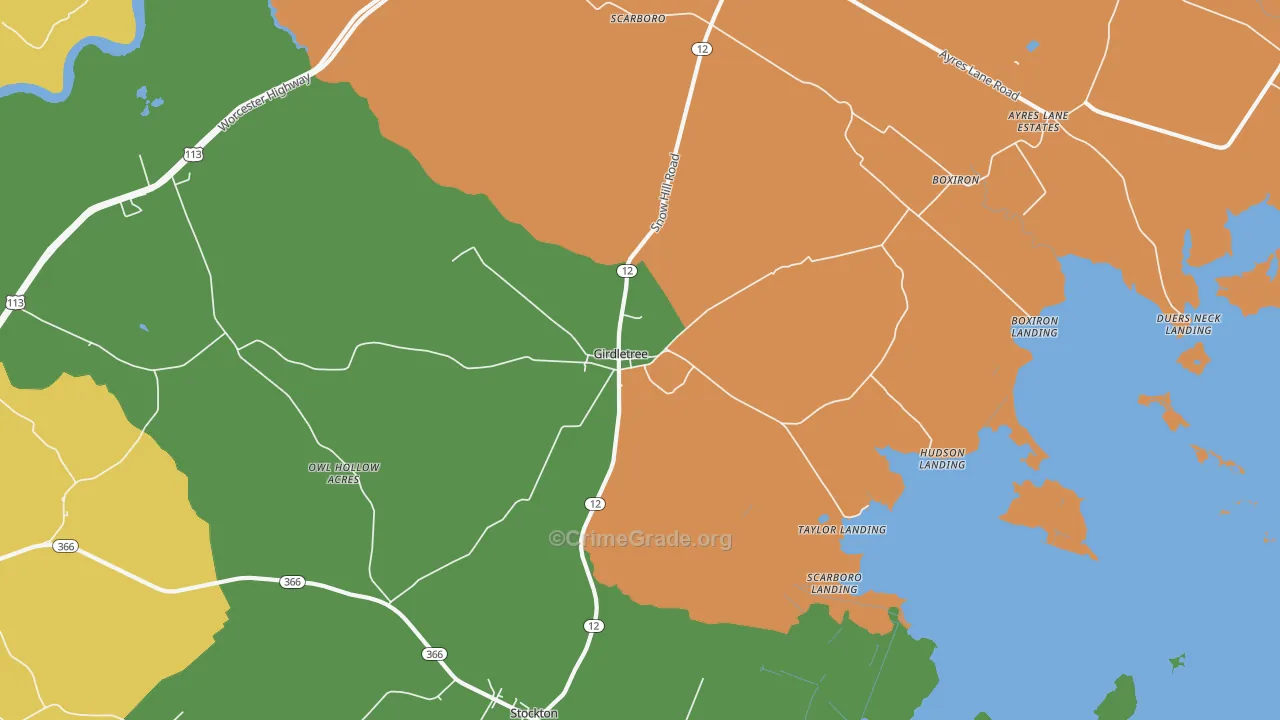 Girdletree, MD Map of Robbery Rates