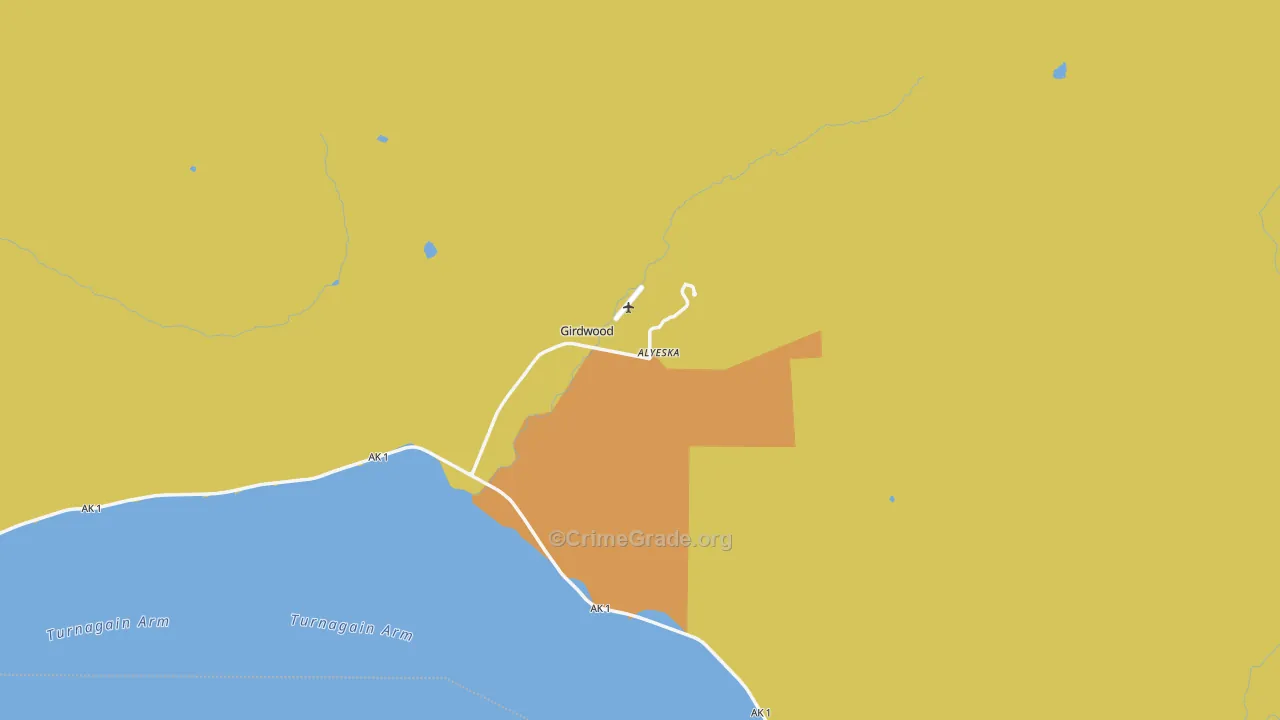 Girdwood, AK Map of Robbery Rates