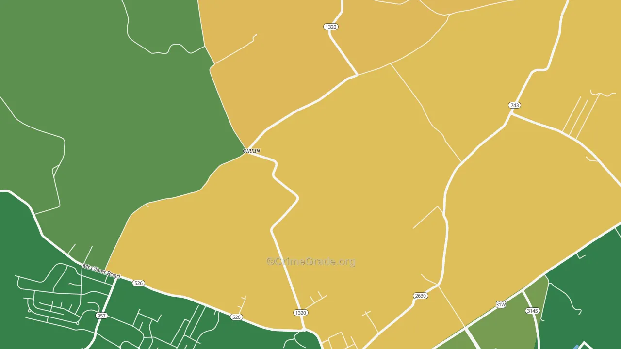 Girkin, KY Map of Robbery Rates