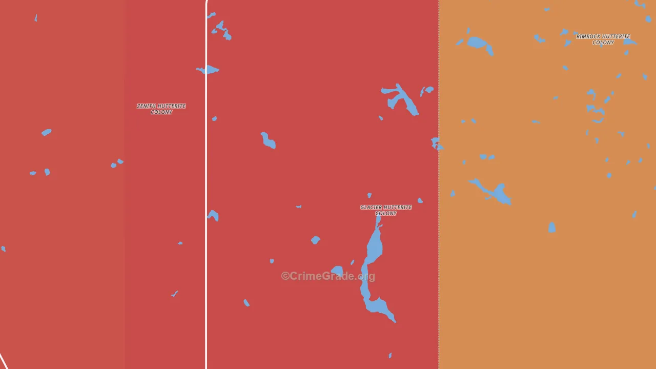 Glacier Colony, MT Map of Robbery Rates