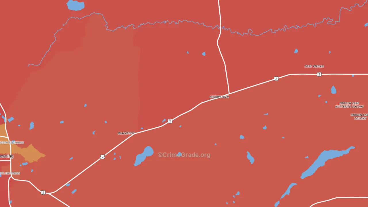 Glacier County, MT Map of Robbery Rates