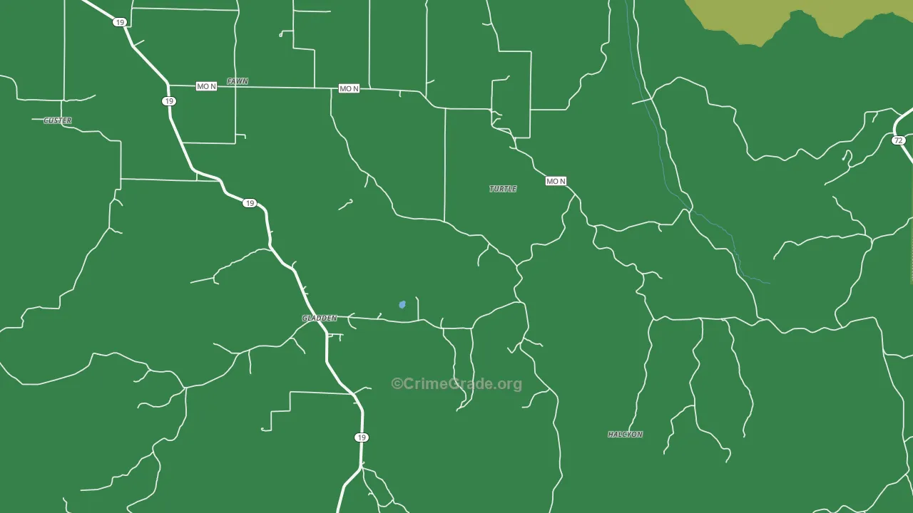 Gladden, MO Map of Robbery Rates