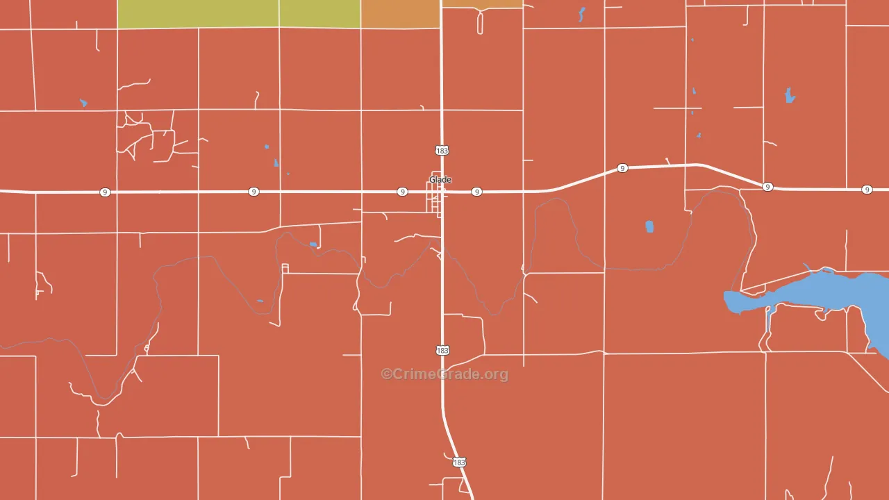 Glade, KS Map of Robbery Rates